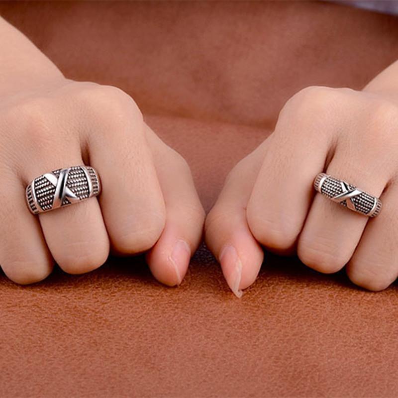 Buyee Copper Lover Couples Ring Sets Elegant X Gray Open Ring Finger For Woman Man Fashion Fine Jewelry Circle