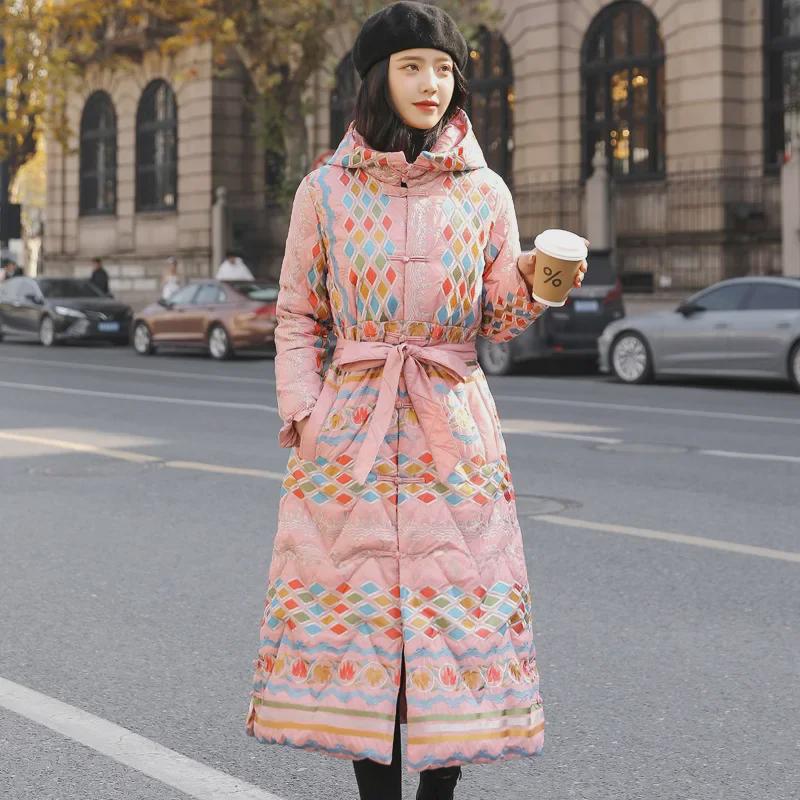 Women’s Slim Fit Chinese Ethnic Embroidered Down Jacket