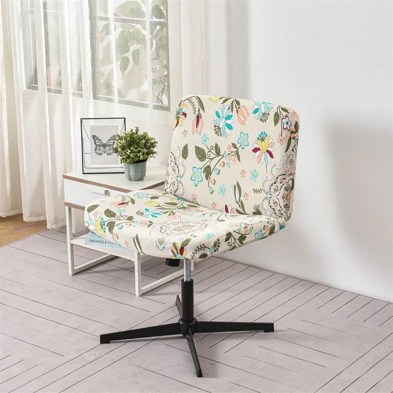 

Armless Chair Cover Criss Cross Legged Office Desk Chair Slipcover Floral MidBack Accent Wide Seat Computer Task Chair Covers