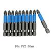 Magnetic Screwdriver Bits PH1/PH2/PH3/PZ1/PZ2/PZ3 Alloy Steel 10pcs 50mm