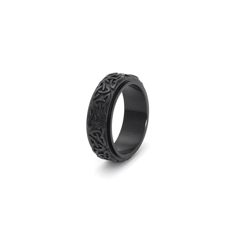 Rotatable Triquetra Knot Titanium Steel Ring Viking Jewelry Norse Symbol Adjustable Band