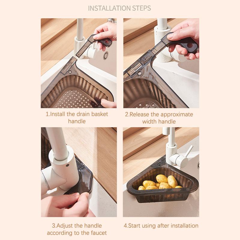 Drain Basket Triangular Non-Slip Easy Hanging Punch Vegetable Cleaning