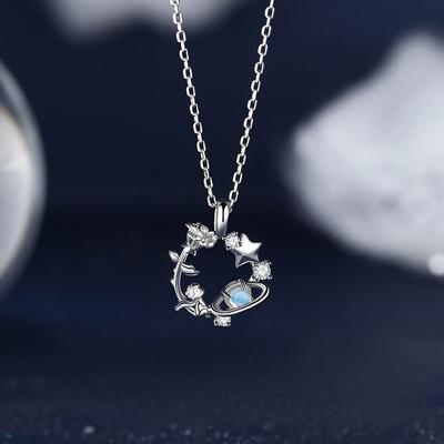 The Little Prince Rose Necklace Women's Light Luxury Niche Design Sense Stainless Steel Dream Planet Pendant