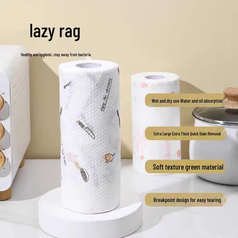 Disposable Thickened Kitchen Cloth: Dual-Use Wet & Dry Wipes for Easy Oil Stain Removal.