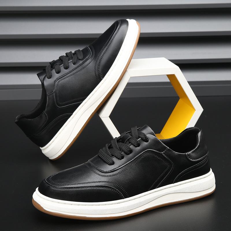 The first layer of cowhide autumn new versatile little white shoes men's leather breathable casual shoes men's trend thick baseplate shoes