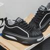 Schwarze Shell Toe Sneakers aus Leder für Herren – Dicke Sohle, trendige Herbst-Sportschuhe
