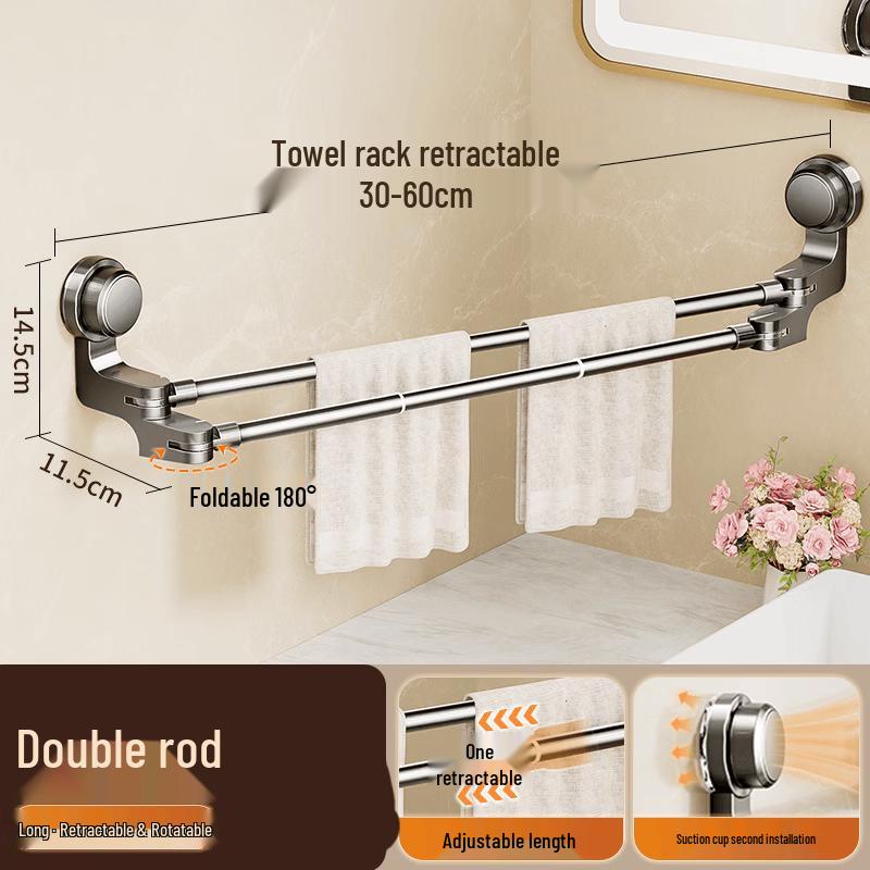 MDNG Strong Suction Double Towel Rack