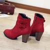 European and American Suede Short Boots with Chunky Heel and Pointed Toe (Sizes 35-43)