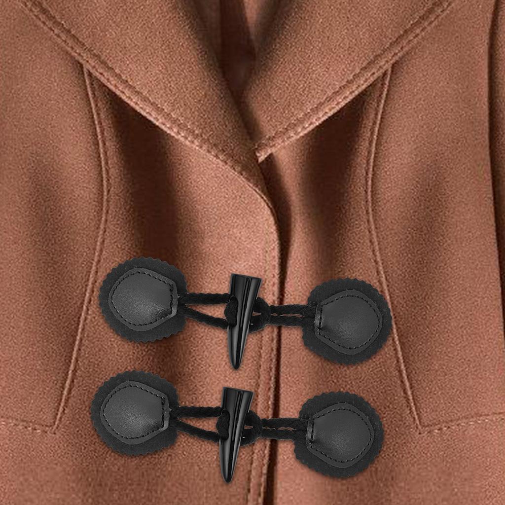 4Pairs Coat Toggle Buttons Retro Clothing Horn Fasteners Decorative Replacement Sewing Buttons for Coats