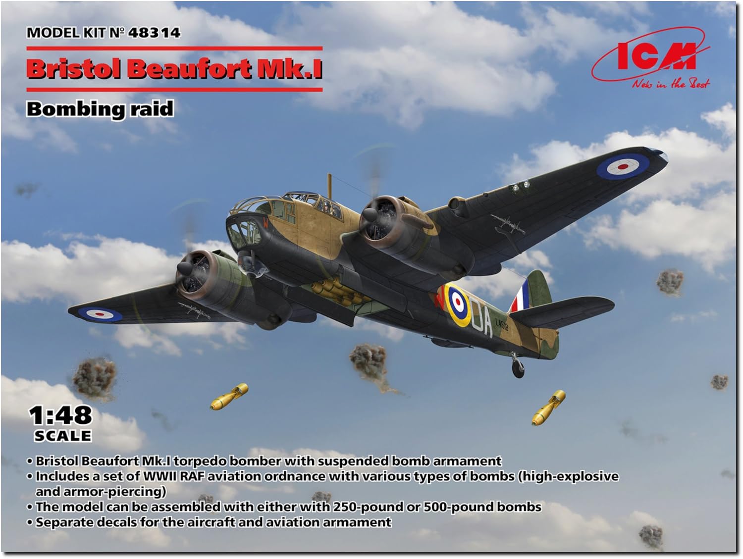 

ICM British Bristol Beaufort Bomb Equipped Plastic Model Kit 48314 1/48 Mk.I (Airplane)