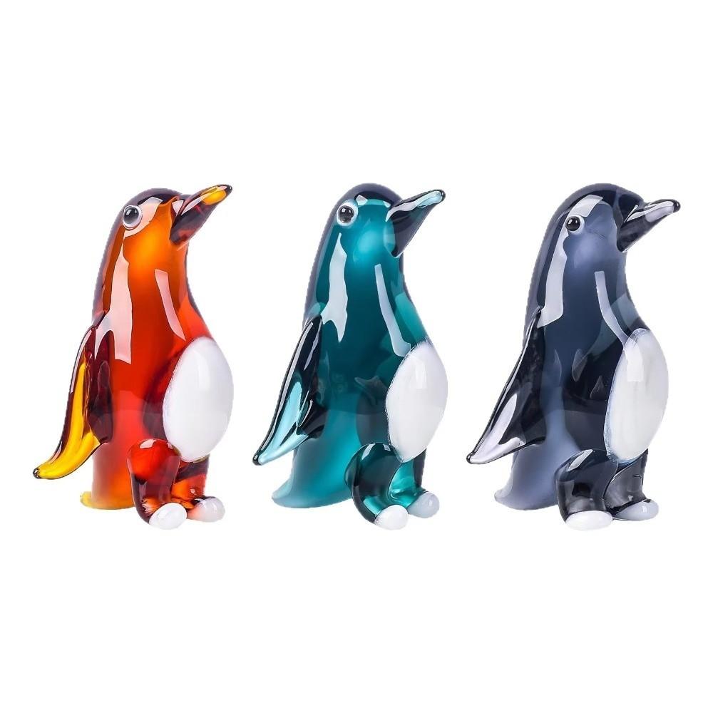 Glass Blown Penguin Figurine Simulated Figurine Collectible Sculpture Ornament Home Table Decor