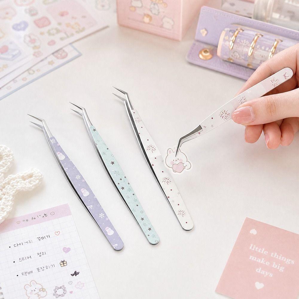 High Precision Curved Stickers Tweezers Lashes Extension Tweezer Miniature Scene Stickers