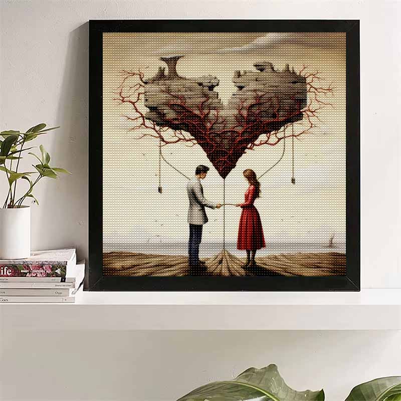 

New Arrival 5D DIY Full Circle Diamond Painting Couple Love Chain Embroidery Cross Stitch Home Decor Gift 20x20cm