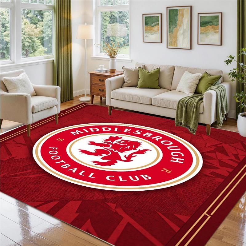 Middlesbrough FC Design Crystal Velvet Rug Soft Decorative Mat for Bedroom Entrance