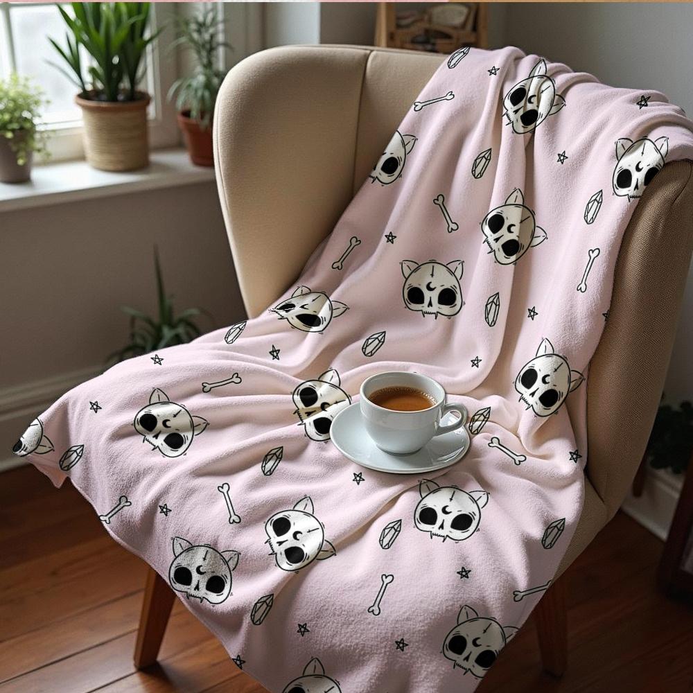 Pink Cartoon Cotton Candy Anime Cartoon Flannel Blanket Soft Warm Throw for Bedroom Sofa Car Kids Holiday Gift
