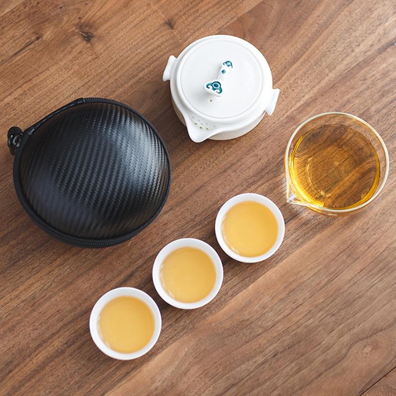 Ceramic Quick Tea Cup One Pot Three Cups White Porcelain Portable Tea Brewing Pot