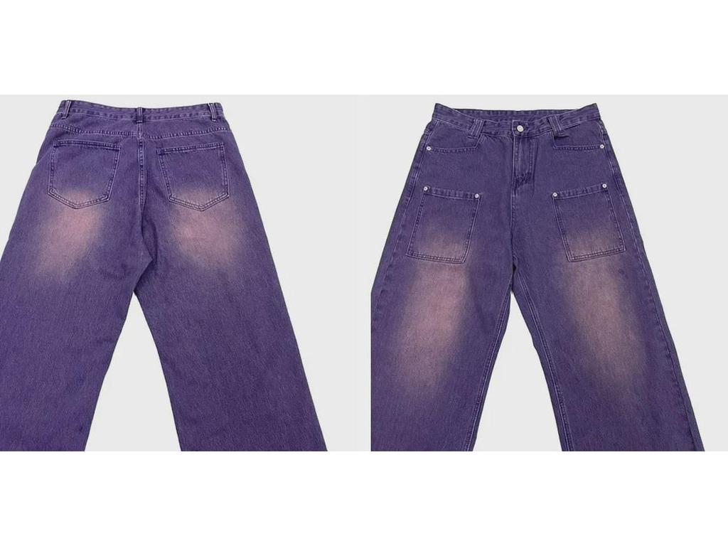 2023 Men's Retro Purple Wide-Leg Jeans - American Hip Hop Street Fashion