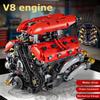 Set de construcție Model Motor Tehnic V8 cu Motor Electric, Cărămizi Jucării Cadouri de Ziua de Naștere pentru Băieți Jucărie Decor Desktop