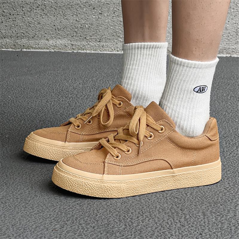 Fashion Brown Canvas Board Shoes for Men Casual Skate Shoes Sneakers Classic Street Fashion Trends Luxury Design 2025 New Male Footwear
