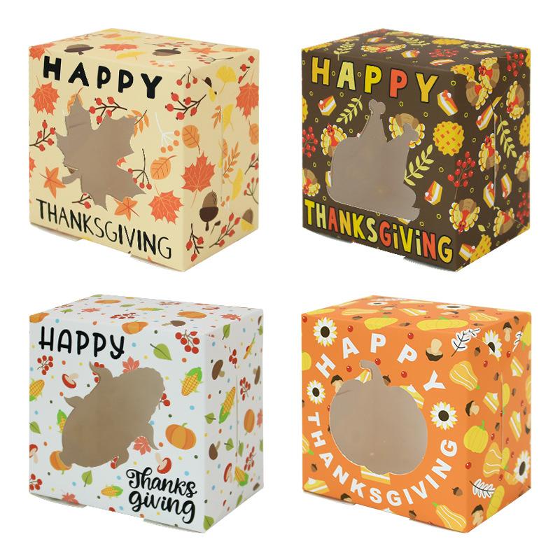 

Thanksgiving Gift Box 10 * 10Cmpvc Window Cookie Box, Baking Packaging Cake Box