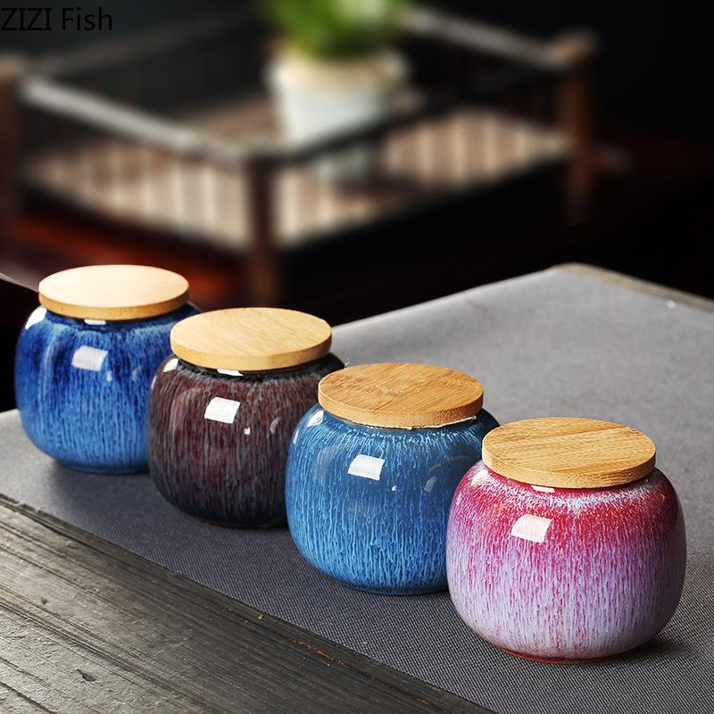 250ml Te Förvaringstank Enfärgad Keramisk Förseglad Burk Kinesiskt Hushåll Kök Te Godis Kaffe Förvaringsbehållare Te Burk
