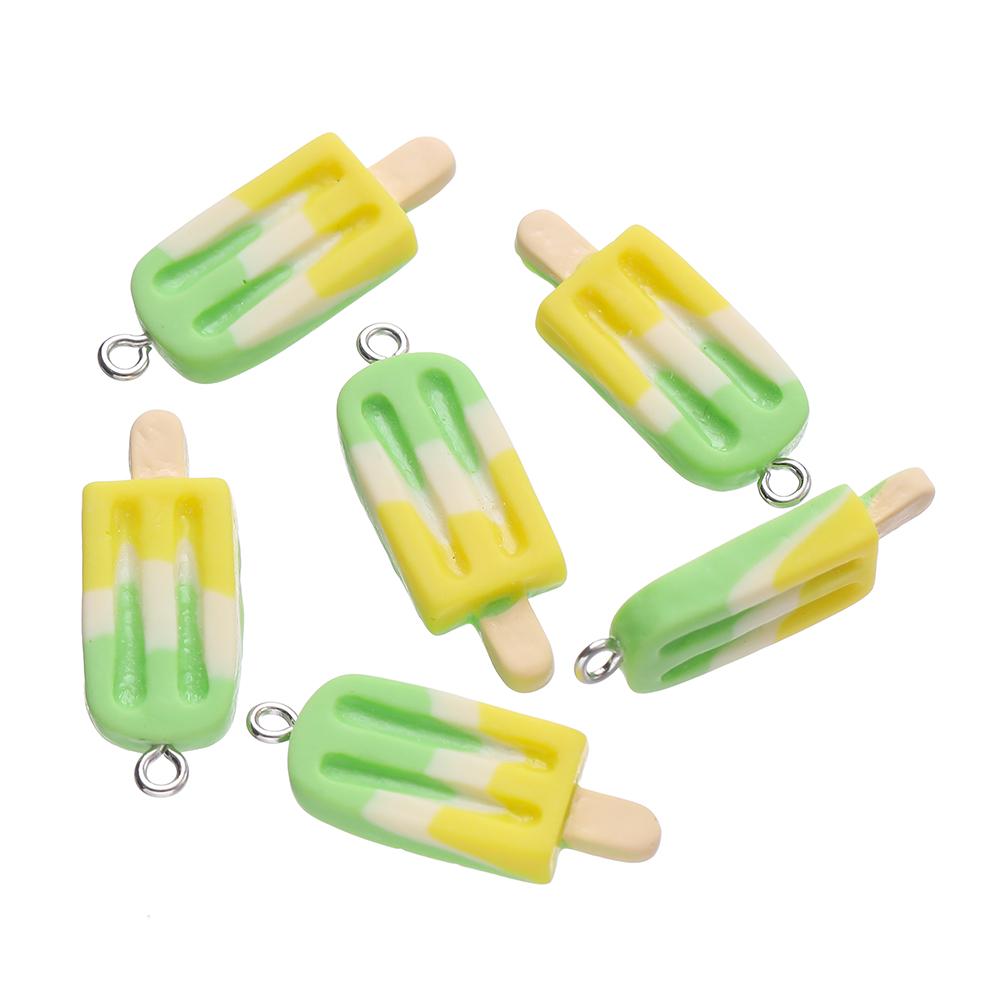 10 piezas 12x32mm Encantos Colgantes de Resina con Forma de Paleta de Helado Coloridos y Lindos para Collares Pulseras Colgantes Accesorios para la Fabricación de Joyería DIY