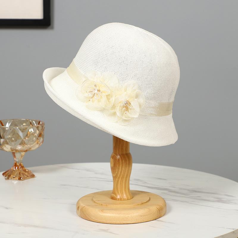 New hat women's spring summer mother sunshade basin hat thin breathable temperament bucket hat sunscreen sun hat