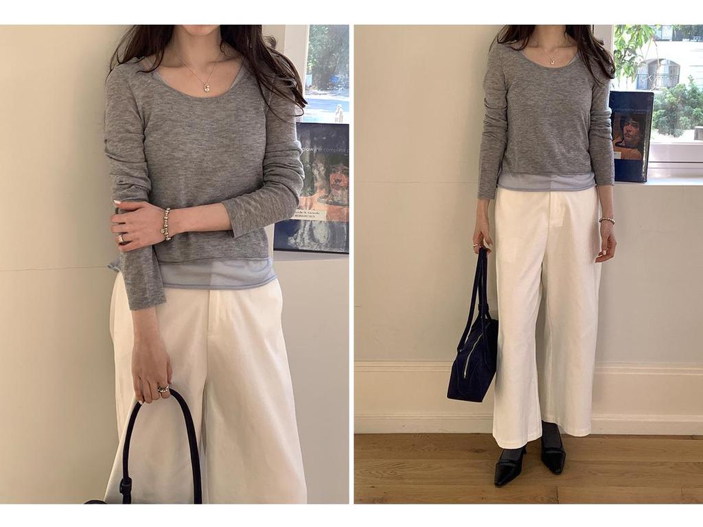 Vison Women's High Waist White Wide-Leg Pants - Spring 2026 Korean Style