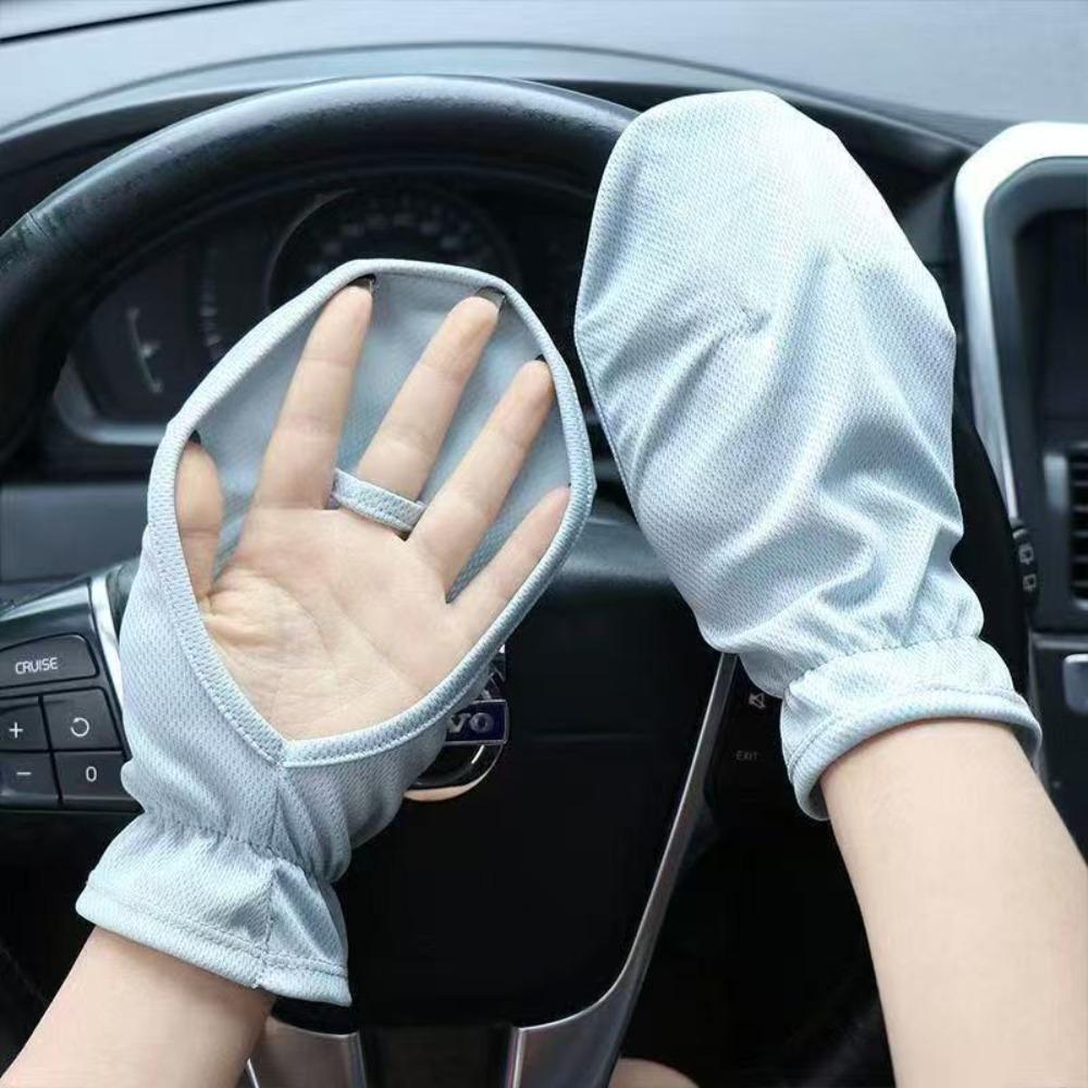Adjustable Cuff Sun Protection Sleeves Anti-UV Ice Silk Sleeve Driving Sleeve Gloves Lady/Girl