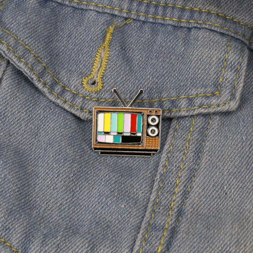 Retro Vintage TV Pin Snowflake Screen Television Brooches Brooch Lapel Antenna TV Pins  Friends