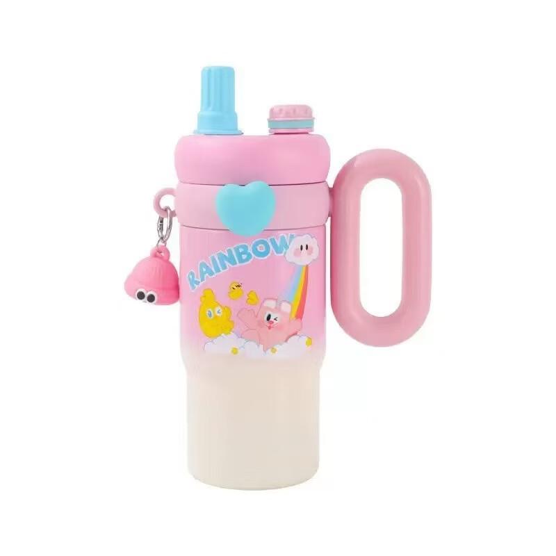 Cute Cartoon Kids  Insulated Dual-Drink Straw Cup