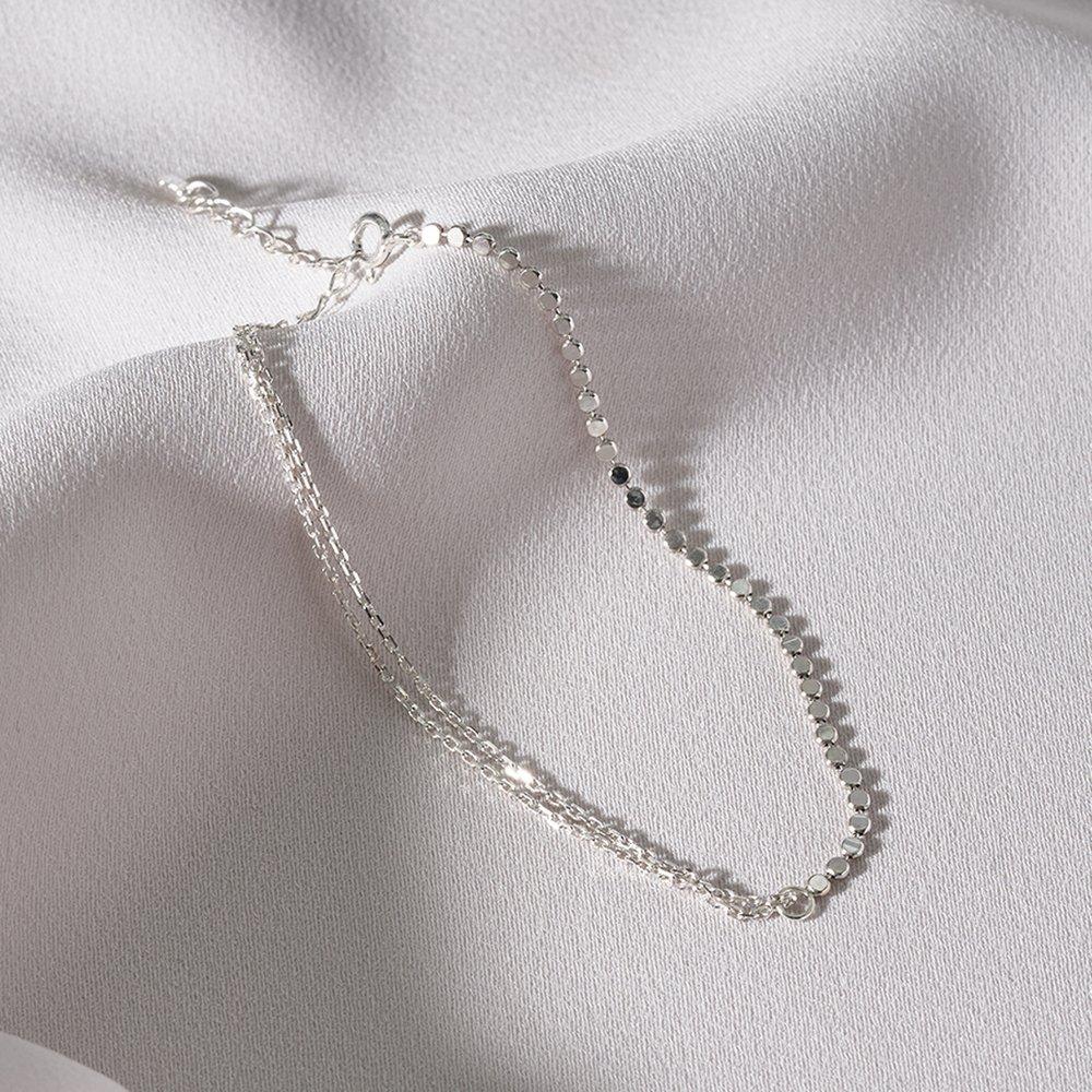 Mimi.J Jewelry 925 Silver Two-Chain Silver Anklet
