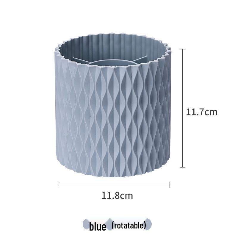 Rotating Diamond Pattern Pen & Makeup Brush Holder - Large Capacity Storage Box
