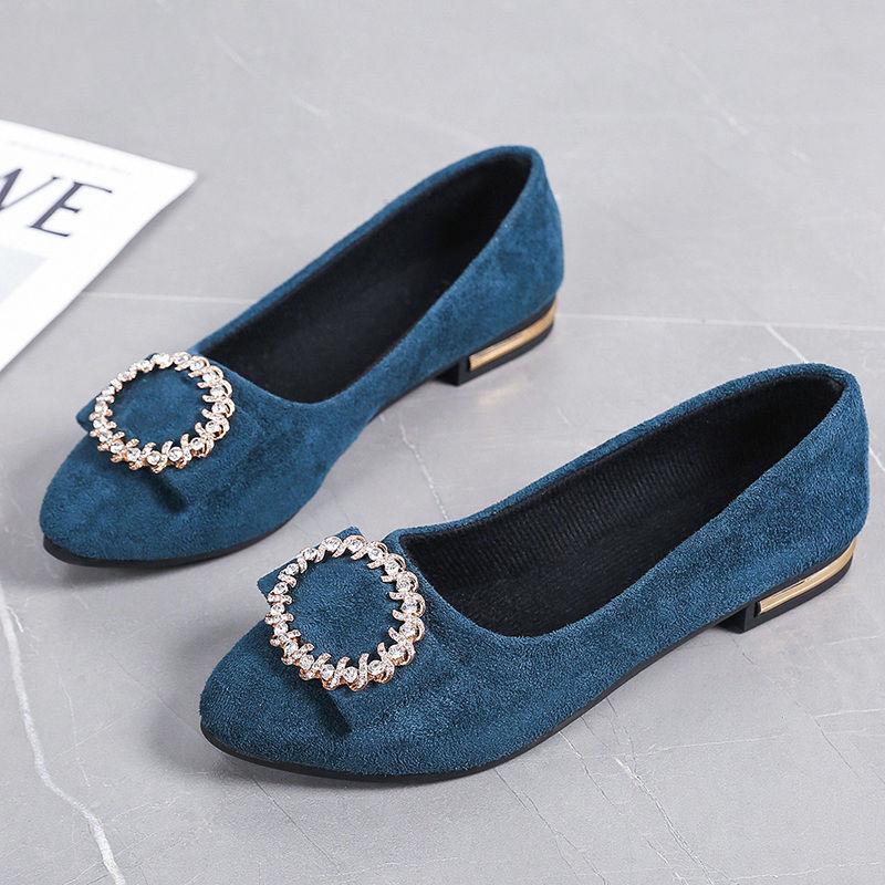 Ladies Pumps Office Pointed Toe Low Heel Elegant Rhinestone Women's Shoes Wholesale 39 Non Slip Vacation Chic on Footwear Casual