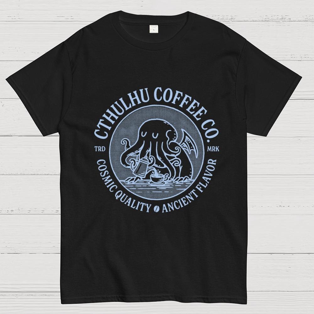 Cthulhu Coffee Co Unisex 100% Cotton Summer Casual Cool Loose T-Shirt