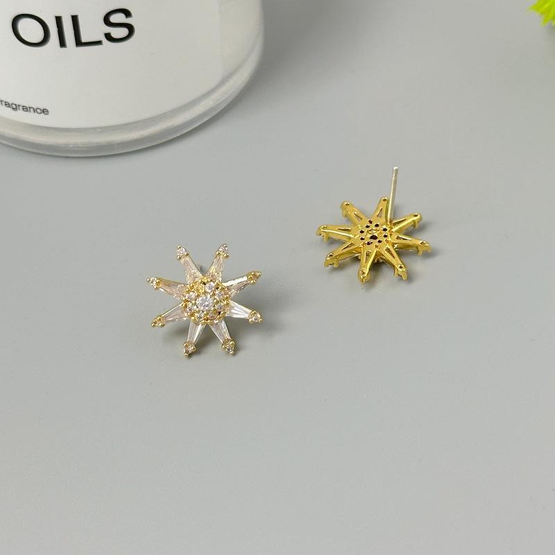 Trendy Fashion Temperament Sunflower Zircon Stud Earrings Simple Earrings