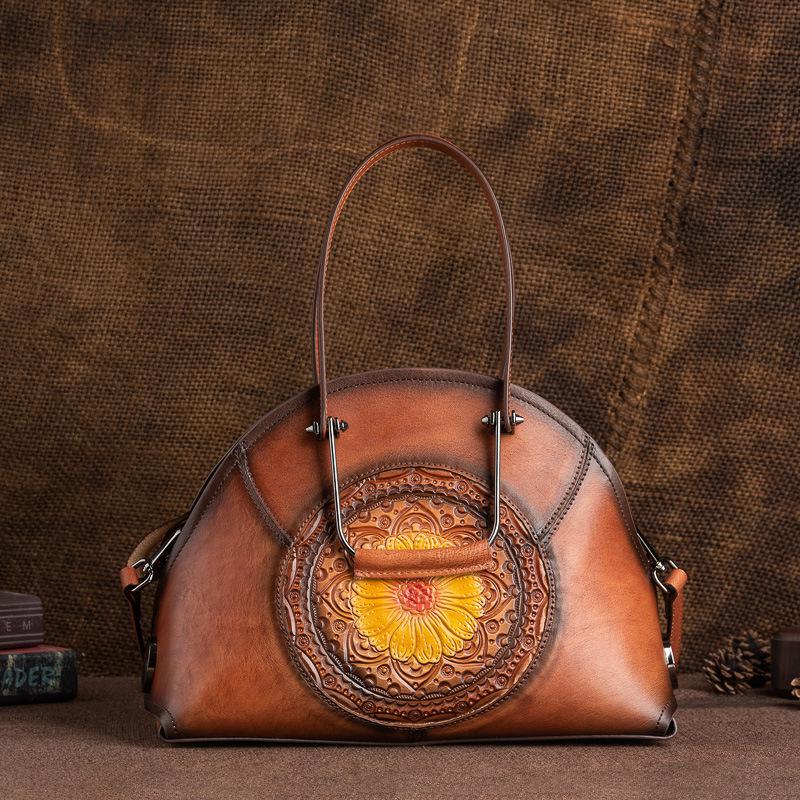 

Вінтажна жіноча сумка Johnature з натуральної шкіри, ручної роботи, розкішна сумка з натуральної натуральної шкіри, універсальні сумки через плече коричневий