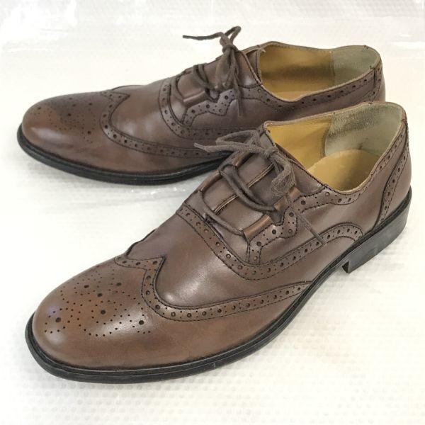 

GEORGE GORDEN Leather Full Brogue Wingtip Shoes Size 25.5cm Brown Closed Lacing Dress Shoes