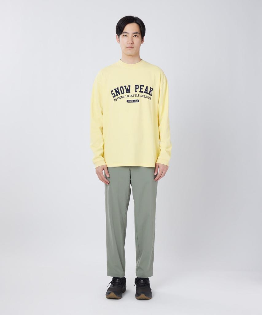 Varsity Logo Long Sleeve for Men and Size M [Snow Peak] T-Shirt TS-26SU002 Long-sleeved T-shirt Women, Yellow,
