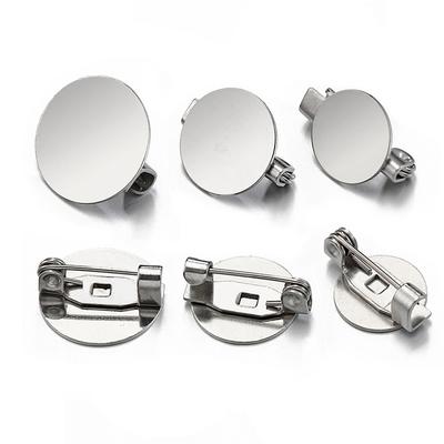 10pcs Stainless Steel Brooch Base Round Blank Flat Tray Cameo Settings Charms for Jewelry Making DIY Findings