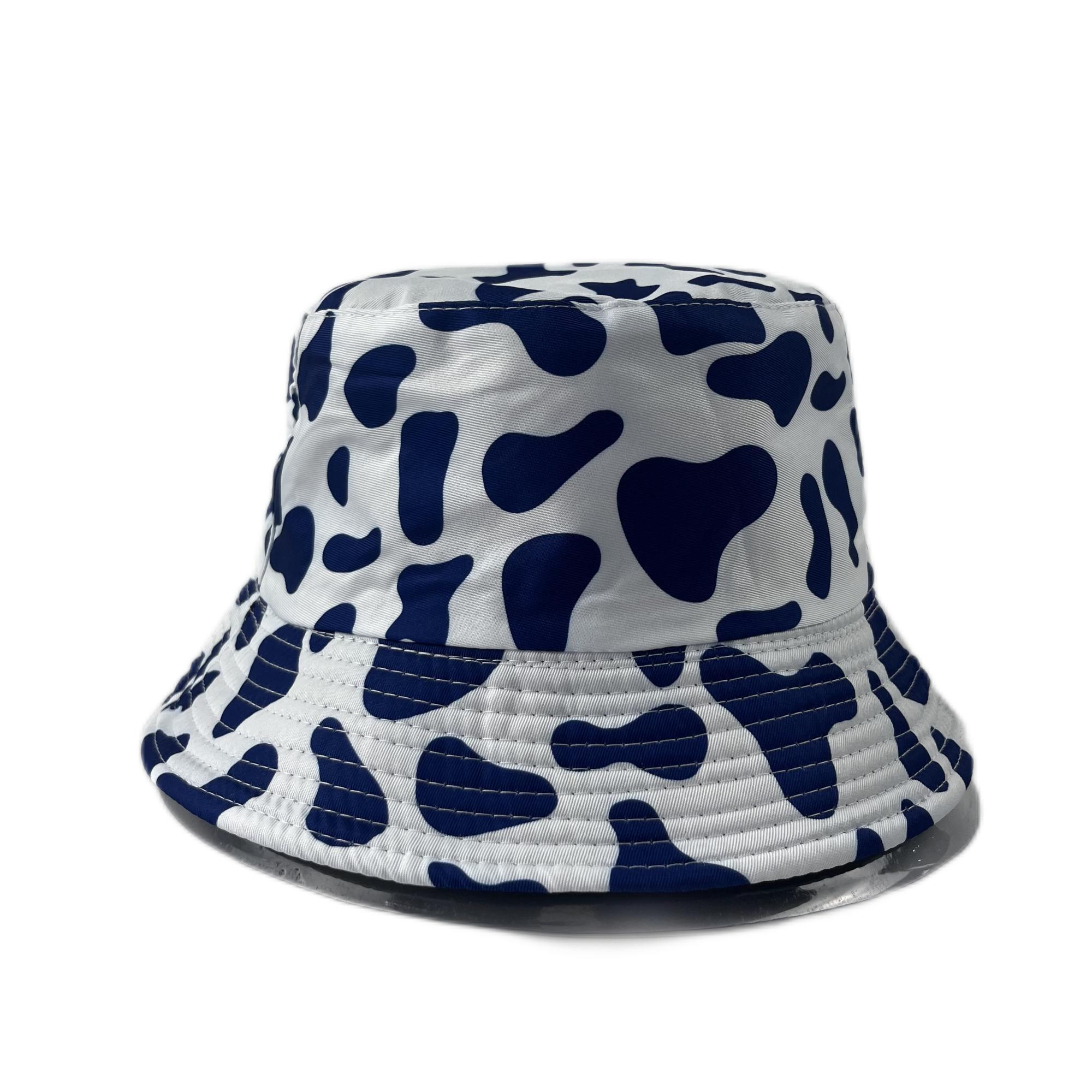 Fashion Custom logo High Quality Cow Pattern Large Quantity ODM Double Side Wear Bucket Hat One Size чёрный