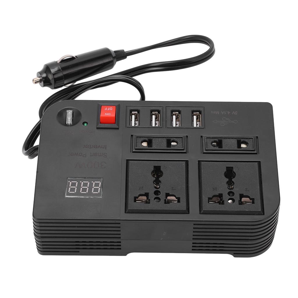DC 12 To AC 220V Power Converter Electrical Inverter Transformer with 4 USB Ports and 4 Outlets