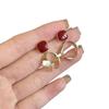 Women's 2025 Hong Kong Style Red Glaze Earrings: Retro, High-Class, Brightening Ear Ornaments