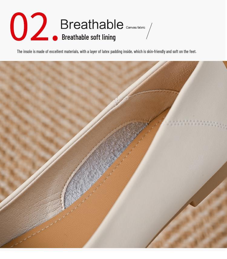 Women's Square Toe Soft Leather Flats - Spring 2025 Professional Work Shoes with Flat Heels, Genuine Leather