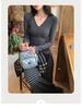 Korean Style V-Neck Button Knitwear for Women - Autumn/Winter Long-Sleeve Slimming Top