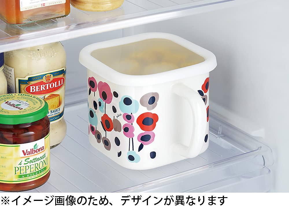 Tamahashi Storage Container Square Pot Enamel 1450ml Fire Compatible Made In Japan Prune White Red Strawberry IH/Gas YJ-819