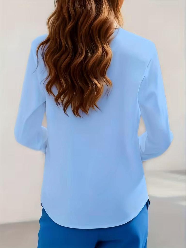 Women's Professional Hidden Placket Button Work Shirt - Office Wear European & American Style