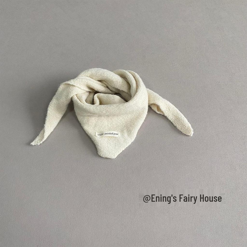 Unisex dziergany wełniany szalik dla dzieci - Ciepły, wiatroszczelny, z wzorem skrzyżowanego trójkąta na jesień i zimę