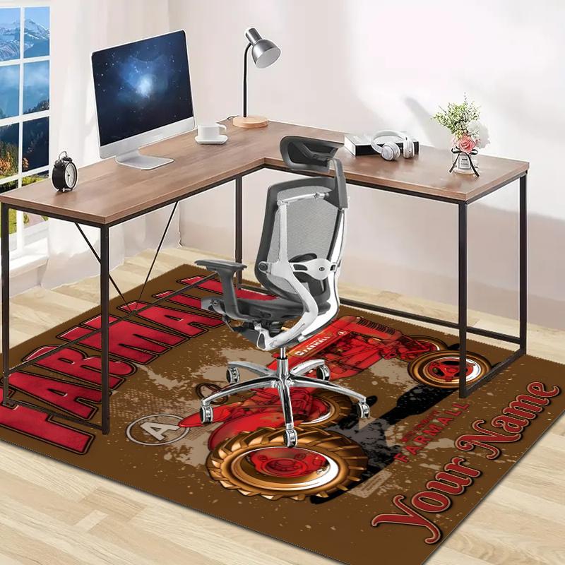 Farmall International Harvester Design Area Rug Personalized Name- Non-Slip, Soft & Cozy Floor Mat for Living Room, Office - Indoor/Outdoor Carpet