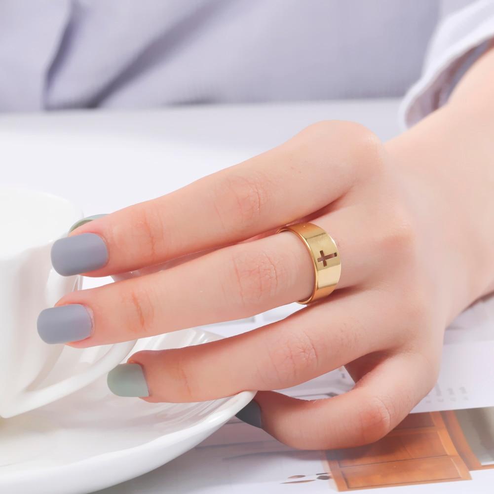 Stainless Steel Couple Rings Stylish Jewelry  Color Color Supernatural Cross Women 'S Men 'S Finger Ring Engagement Bridal Bridal Present Gift